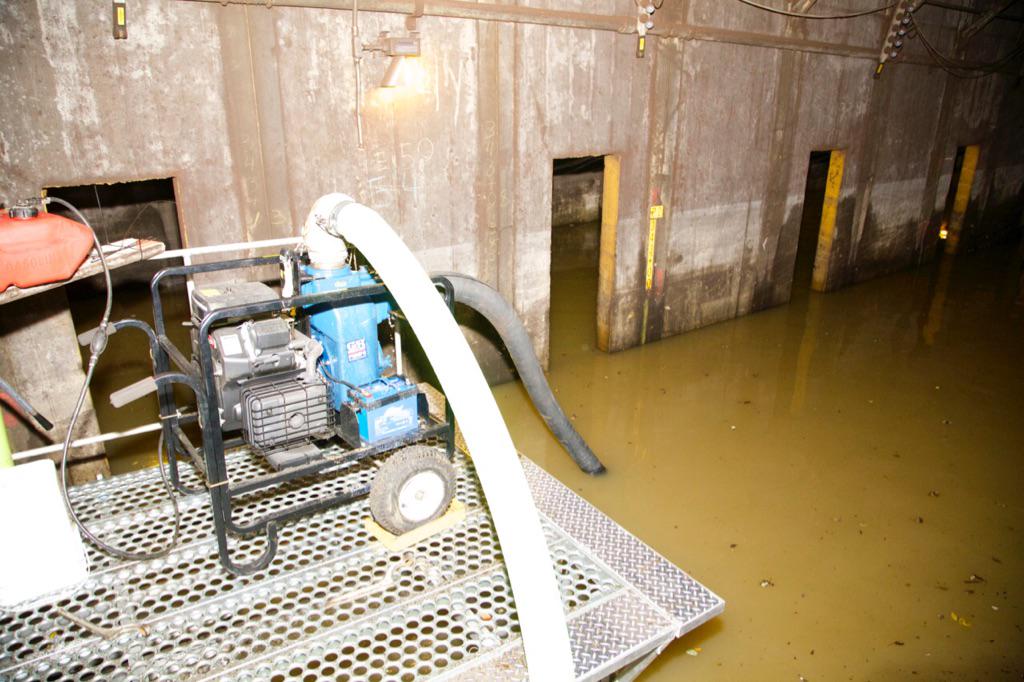 NYCTSubway's tweet image. #SubwayNews Portable Pump removing water from submerged tracks near E.143rd St #6 station earlier today