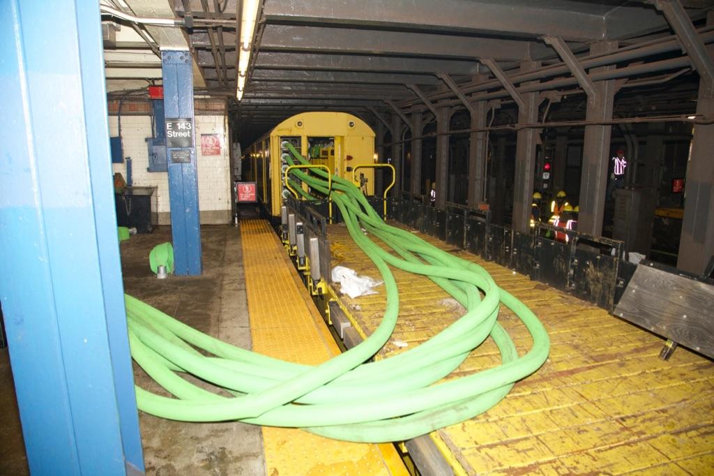 NYCTSubway's tweet image. #SubwayNews By 1:00pm, 60,000 gallons of water had been pumped out of the system near E.143rd St by pump trains