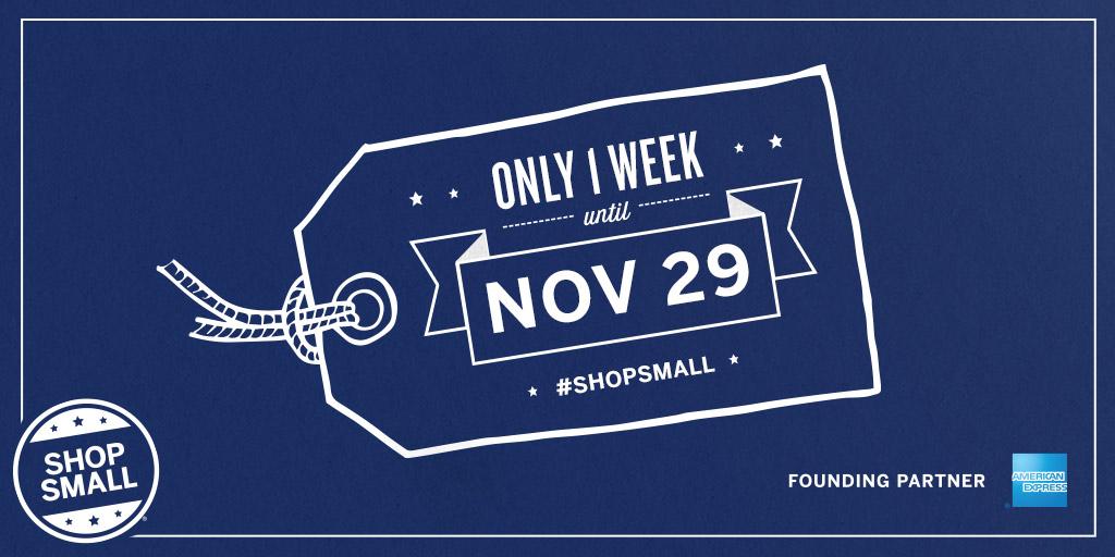 AmericanExpress's tweet photo. It’s almost that time…with #SmallBizSat only one week away, get ready to #ShopSmall! http://t.co/wy4R4qtX7J