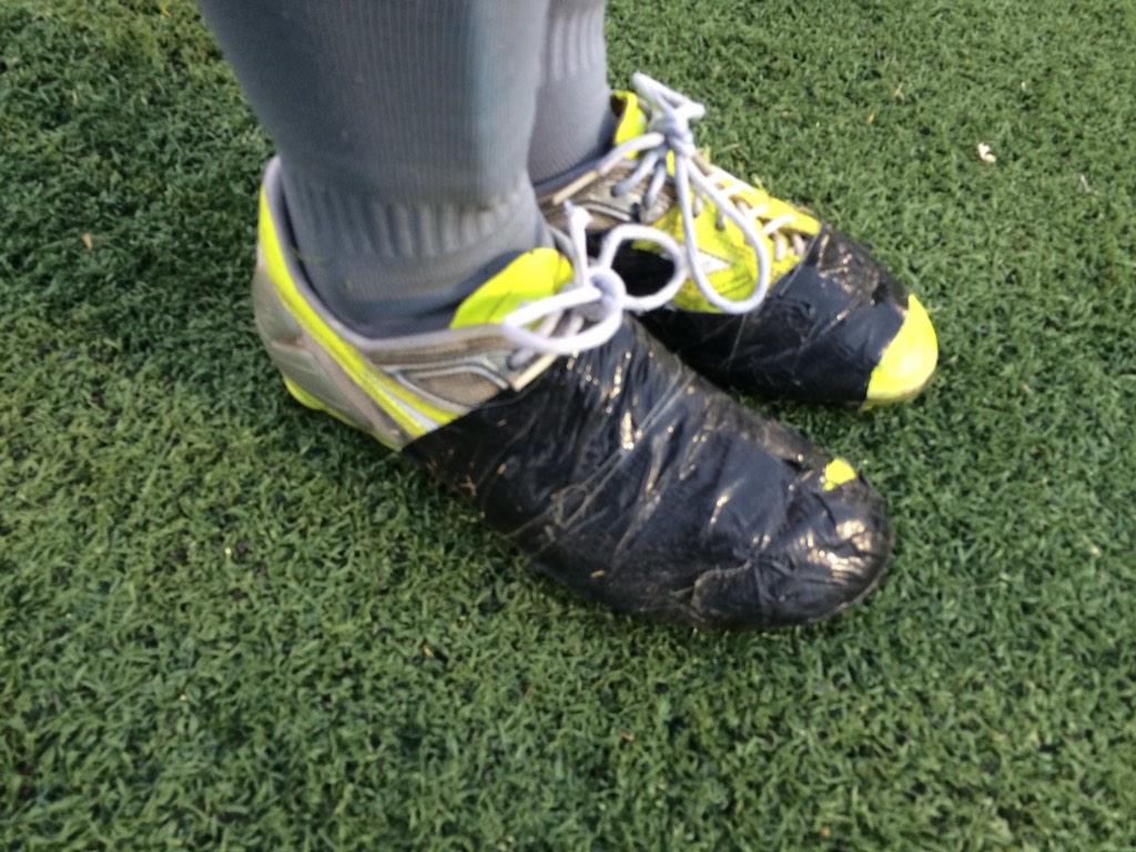 DellHamiltonIII's tweet photo. Didn't realize when I bought Diadora's 3 month's ago I would need to purchase duct tape. #diadora http://t.co/eY8x19H1R7