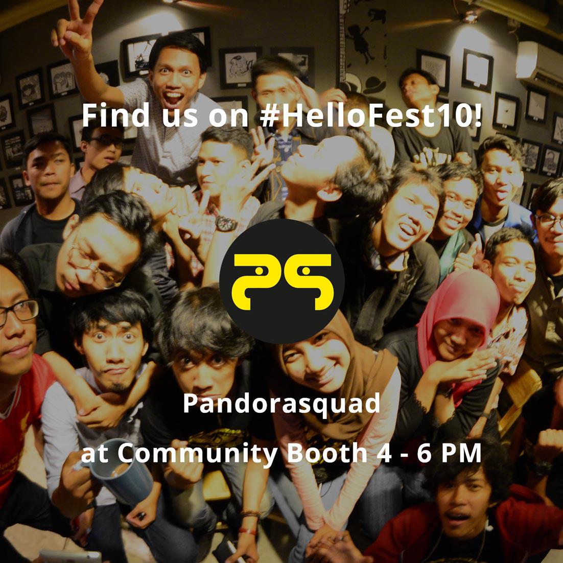 pandorasquad's tweet photo. morning friends, jgn lupa mampir di booth kita hari ini di #HelloFest10 dr jam 4 sampai jam 6 sore ya! cc: @hellofest http://t.co/dBjqlslNEv