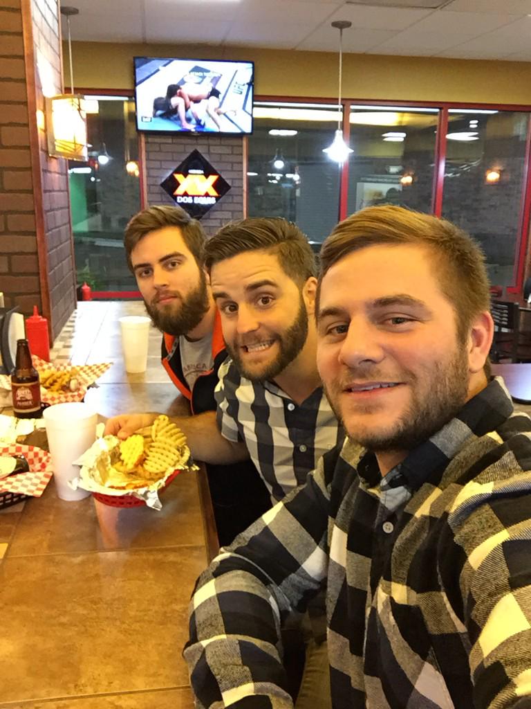 Chaz_Boudreaux's tweet photo. Waffle fry eating with my boys!! #bullchicks #cheesin http://t.co/6rpS6U7Sak
