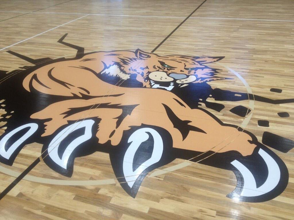 Center court - New NBCA gym. 8 days till ribbon cutting. #wildcatwin