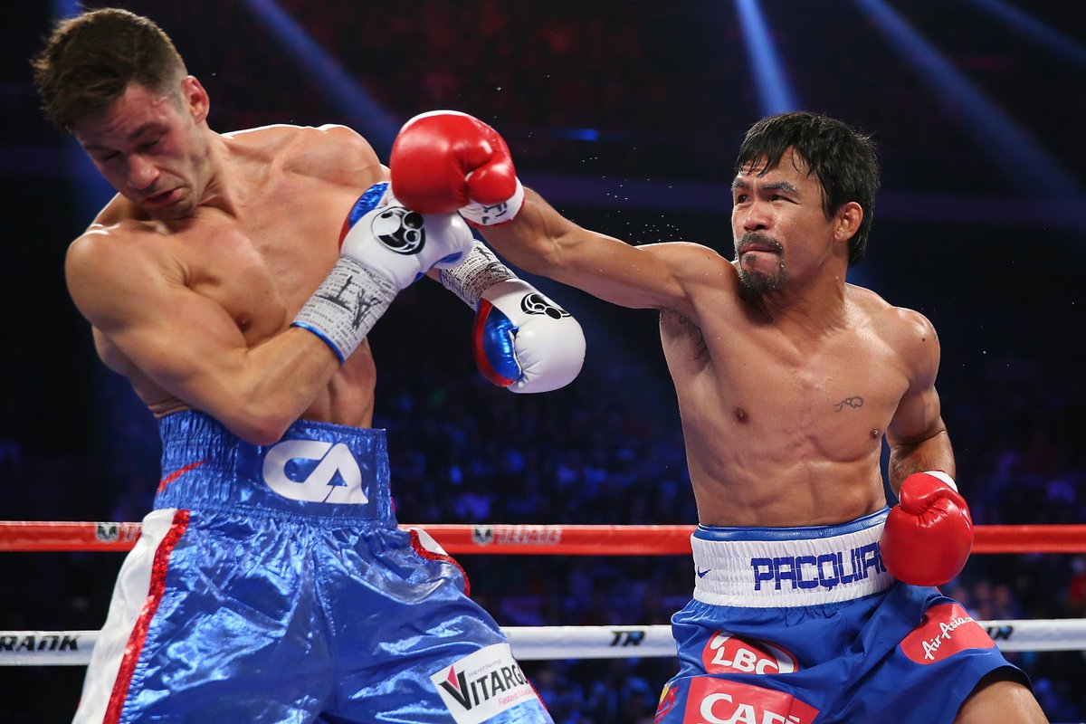fritty1's tweet photo. Manny Pacquiao easily beat Chris Algieri, knocking him down six times: http://t.co/1RPAJS28f0 http://t.co/0o6h0X8tQq