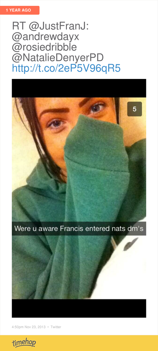 NatalieDenyerPD's tweet image. @justfranj @rosiedribble @andrewdayx #missingthecrew #francisgotthereintheend 😘 timehop.com/c/t:4042909794…