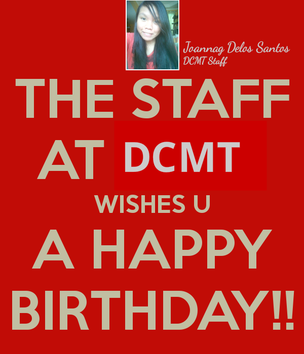 DCMTcom's tweet photo. Say Happy Birthday to our Staff, Joannah Mercado Delos Santos!!
#GodBlessYou
#KeepinTouchAlways
#HappyBirthdayJoannah http://t.co/pbiu6twxg3