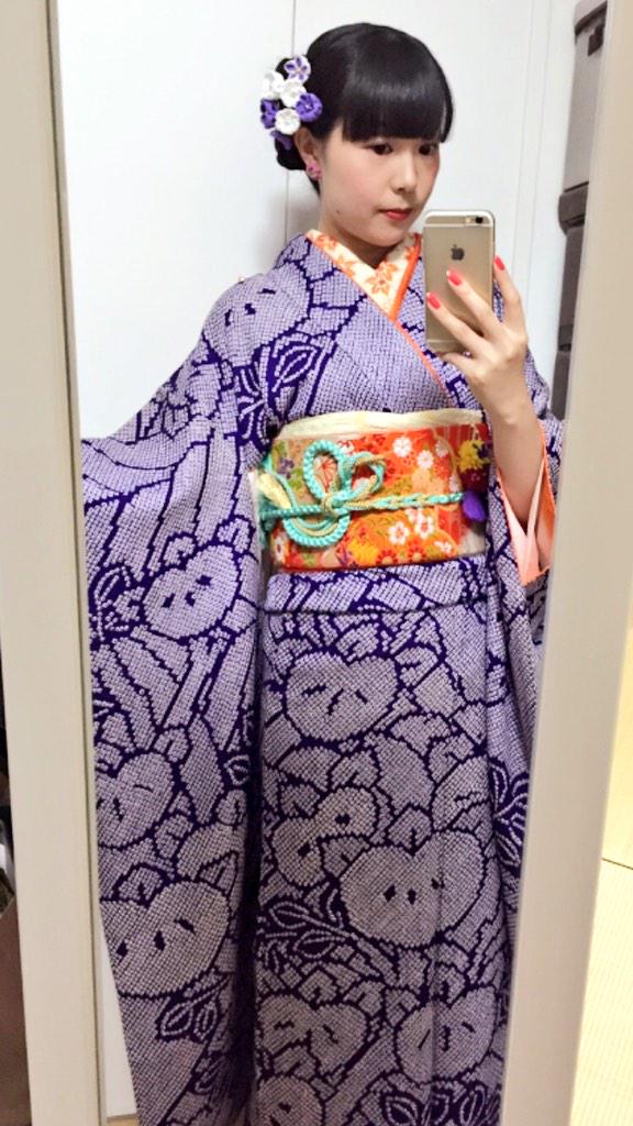 TSUMUGIの振袖紫色の総絞り調の振袖 花柄 着物 - 振袖