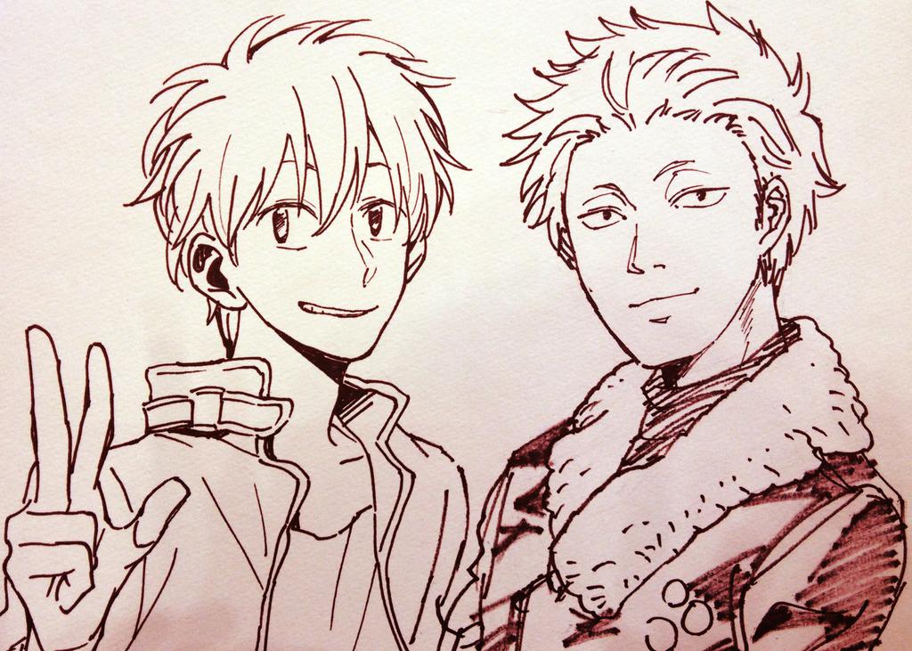 朝陽先生に樺倉描いていただいた！うおおおかわいい！！まっきーでさらっとペン入れちゃうんだもんなぁ、スゲエぜまじで… 