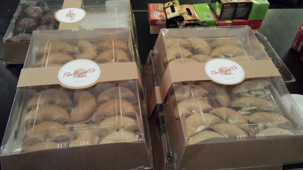 webaked's tweet photo. “@ABordvik: Bagels from #TheBagelCo.
Looks delicious - hope all the entrepreneurs at #SWCPH are hungry. http://t.co/x4vsZlrRam”