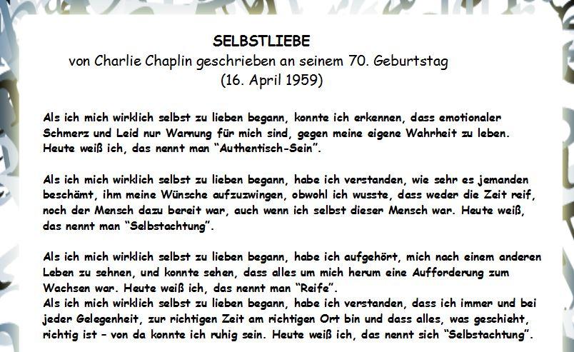 Denk An Dich Sur Twitter Selbstliebe Charlie Chaplin Zu Seinem 70 Geburtstag Zitate Http T Co Thkdtarx34