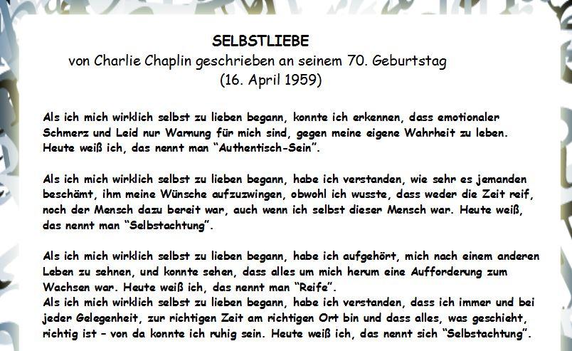 Denk An Dich On Twitter Selbstliebe Charlie Chaplin Zu Seinem 70