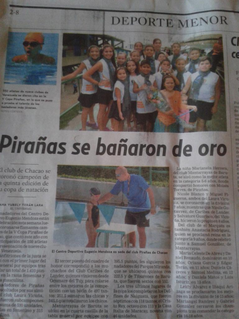 Vcopapiranas's tweet photo. Pirañas de chacao brilló con la celebración de la V copa... se coronó CAMPEÓN, Y @EUDeporte  lo reseñó!! http://t.co/ol1IblbaMe