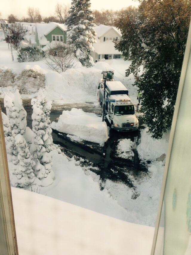 We are safe , warm and have wine. However- our front lawn didn't "weather the storm" 😳. #BuffaloSnow