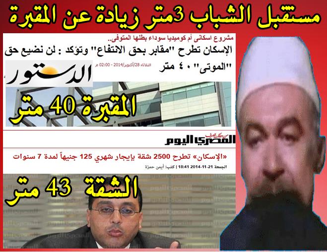وزارة الاسكان تطرح مقبرة 40 م وفى نفس الوقت تطرح شقة للشباب43 م دا غير الشقة انو 450 الف