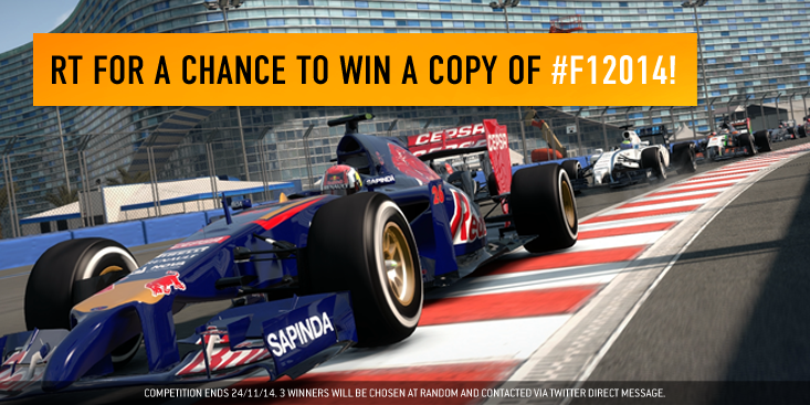 EASPORTSF1's tweet photo. COMPETITION: RT for a chance to win a copy of #F12014! 3 copies to be won! #AbuDhabiGP #F1 http://t.co/wVCxOvDQKi