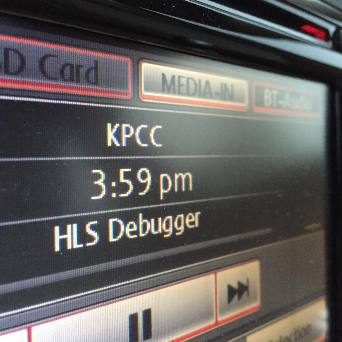 ewrcode's tweet image. I program for a living, but somehow it still entertains me to see an app I wrote display something on our car stereo.