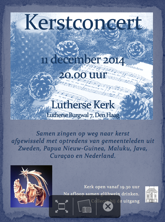 Donderdag 11 december #Kerstconcert met muziek uit Zweden, Duitsland, Papua Nieuw-Guinea, Maluku, Java en Curaçao!