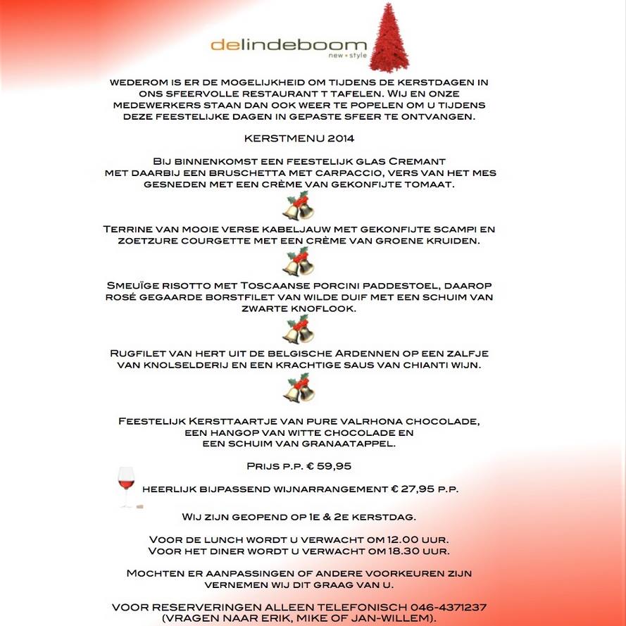 lindeboombeek's tweet photo. Nieuw Kerstmenu bij Lindeboom! http://t.co/oTqTNwQ2OR