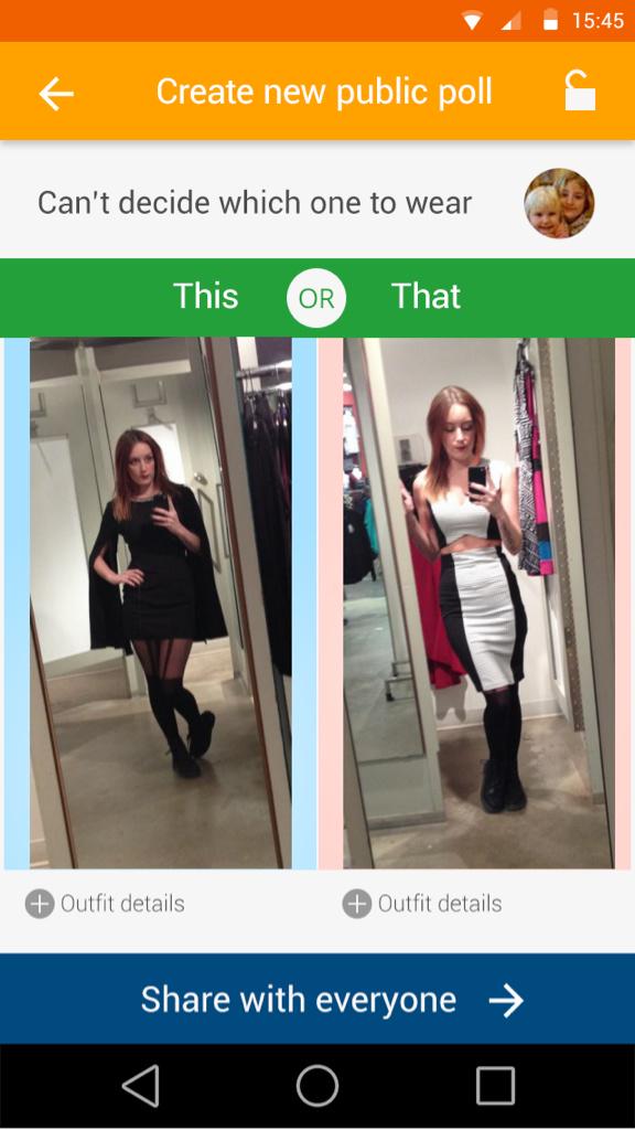 thisRthatapp's tweet photo. What should @KilmaMusic wear for her DJ gig tonight?! Help her decide using #thisRthat app! http://t.co/GcJZ5XSK2E