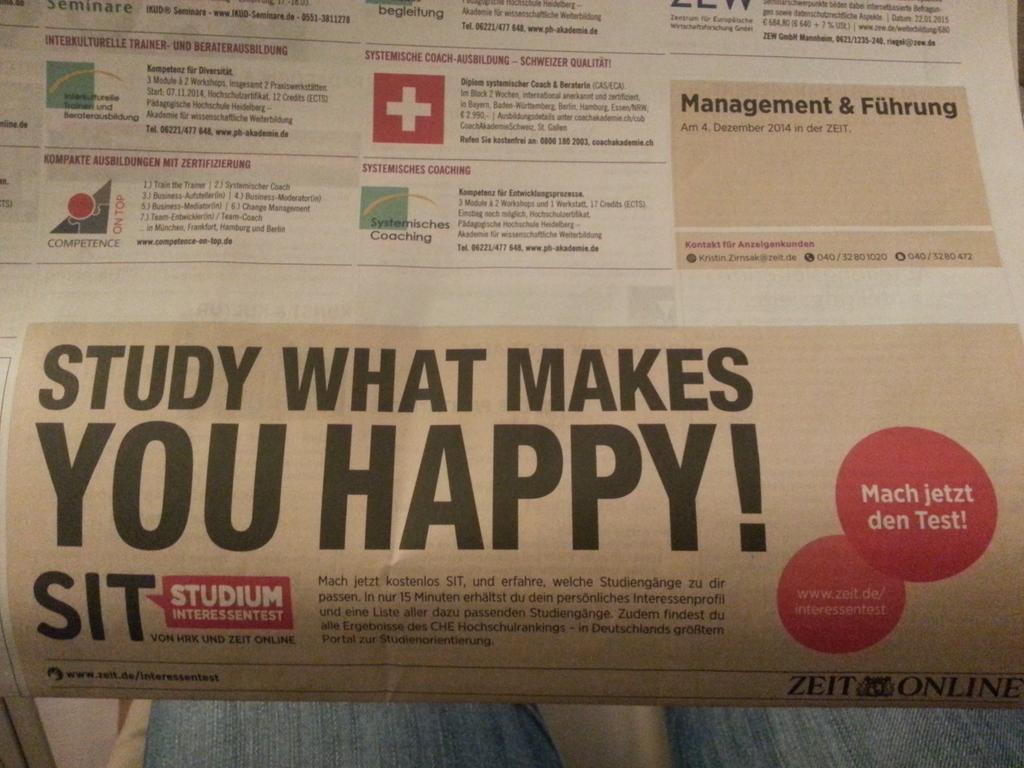Was guckt mich da aus der <a href="/DIEZEIT/">DIE ZEIT</a> an? Unser #Studieninteressentest #SIT! Den haben 2014 schon 160000 Leute gemacht.
