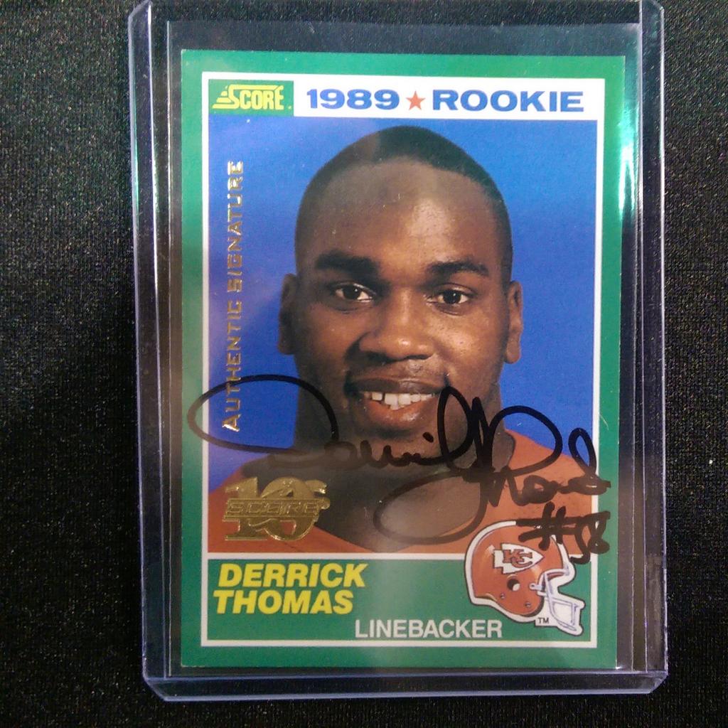RbiCru7's tweet image. PC pickup of the 1999 Derrick Thomas Score Rookie Reprint 10th Autograph @PaniniAmerica  #RIP #goat #7sacks