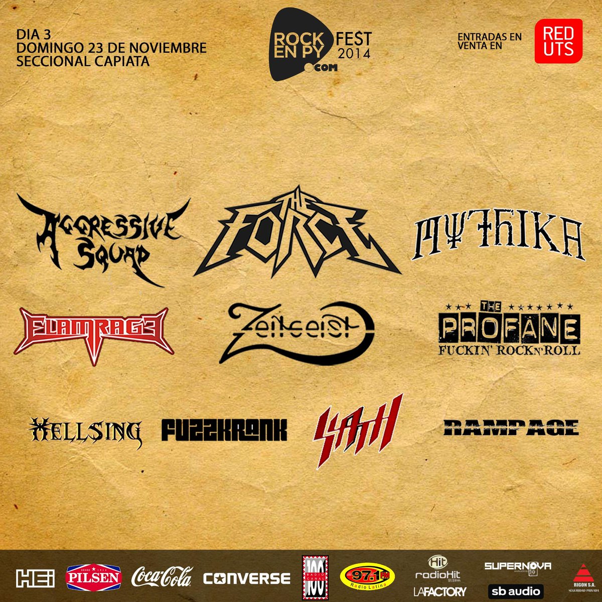 rockenpy's tweet photo. hoy despedimos el #RockEnPyFest2014 con buen METAL PARAGUAYO! les esperamos temprano que esto arranca a las 15.30hs http://t.co/fPUIBViLqc