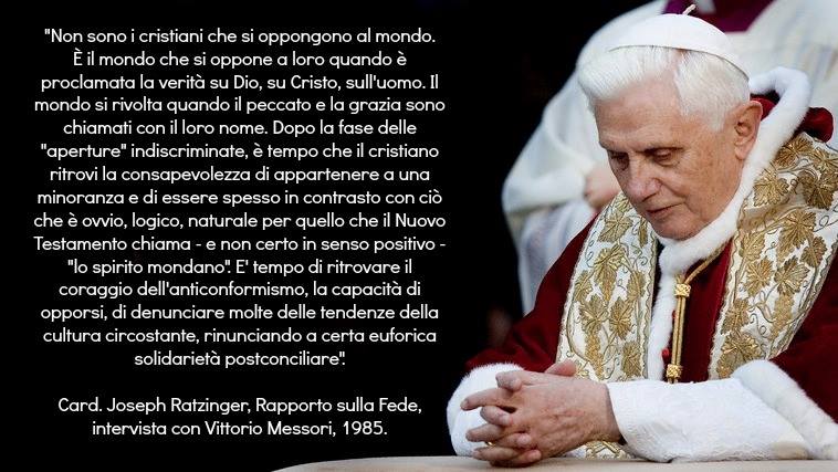 maurazamir's tweet photo. Non sono i cristiani che si oppongono al mondo; è il mondo......Benedetto XVI http://t.co/V9tLjsY8KY