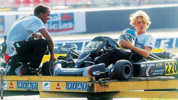 BBCSport's tweet photo. "They would even have races to eat pizza." Hamilton v Rosberg - a rivalry since childhood: http://t.co/nPqPebuaHP http://t.co/BFzSQH2JPc