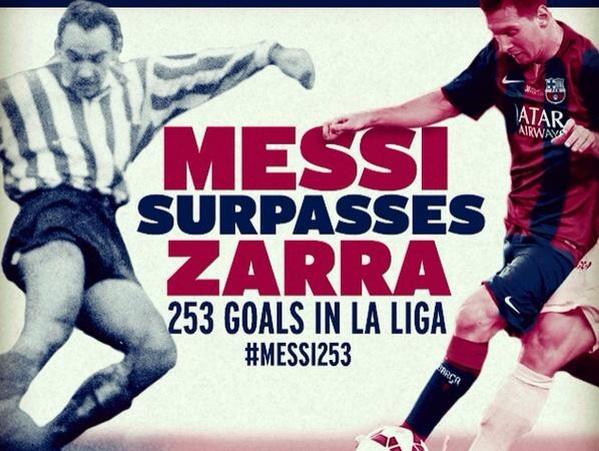 stevenkylehow's tweet image. Lionel messi breaks zarra's record