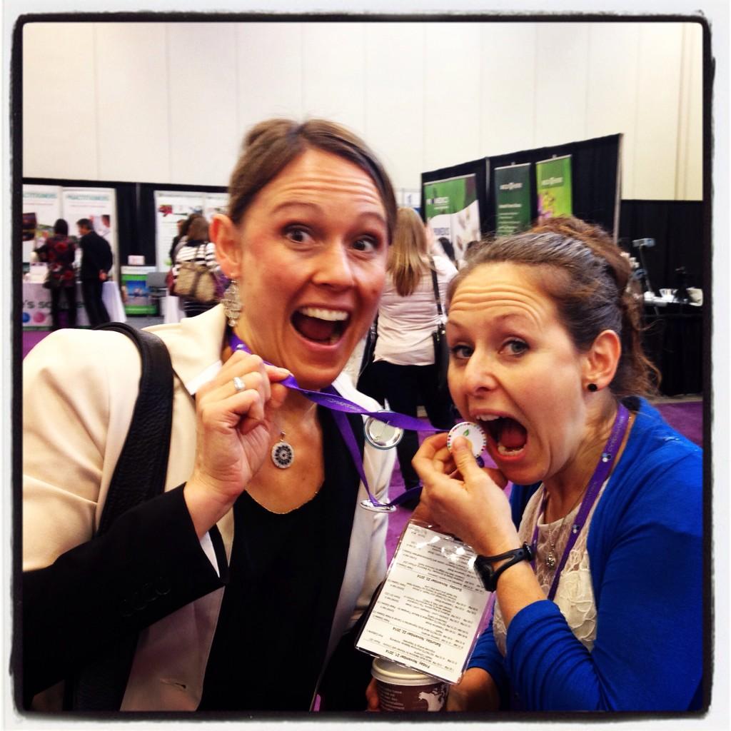 DoctorTaraND's tweet image. These @brightalmond &apos;s taste SOOO good! @KathyVZ14 is eating them! #OANDCON14 #buttonchallenge