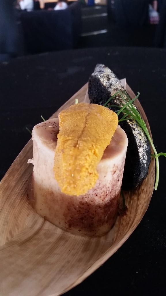 One world beef celebration for honored chefs. Bone marrow, uni and crostini are you kidding me? @gypsysoul&amp;rouge24
