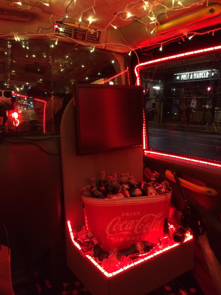 OhShaun's tweet photo. So... I got in the booked cab. And this was the interior... #CokeCab #ChristmasCab @cokezone http://t.co/JsfgngWi3T