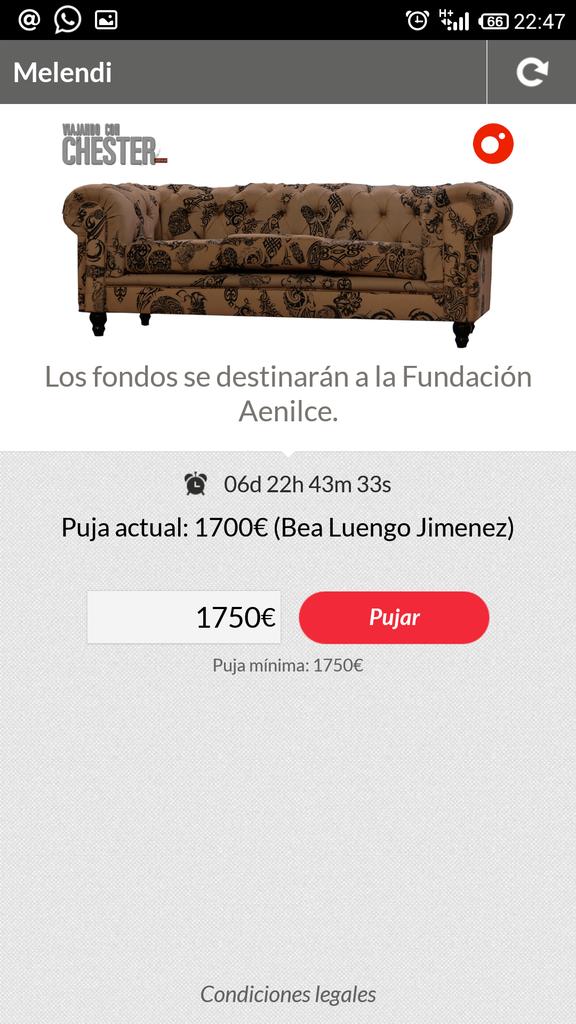 El #ChesterMelendi ya alcanza los 1700€ #YoTambienComproAMelendi VAMOS GUERREROS!! <a href="/ristomejide/">Risto Mejide</a> <a href="/viajandochester/">McKenzie</a>