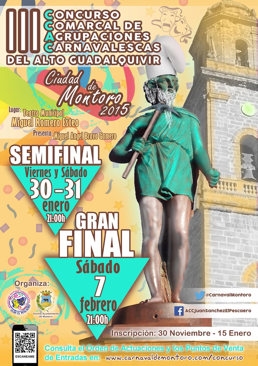 CarnavalMontoro's tweet photo. ¡¡Ha llegado el día!!, Nueva edición del CCAC del Alto Guadalquivir "Ciudad de Montoro" +INFO http://t.co/KIuuYlRVRD http://t.co/7f44UOKsMu