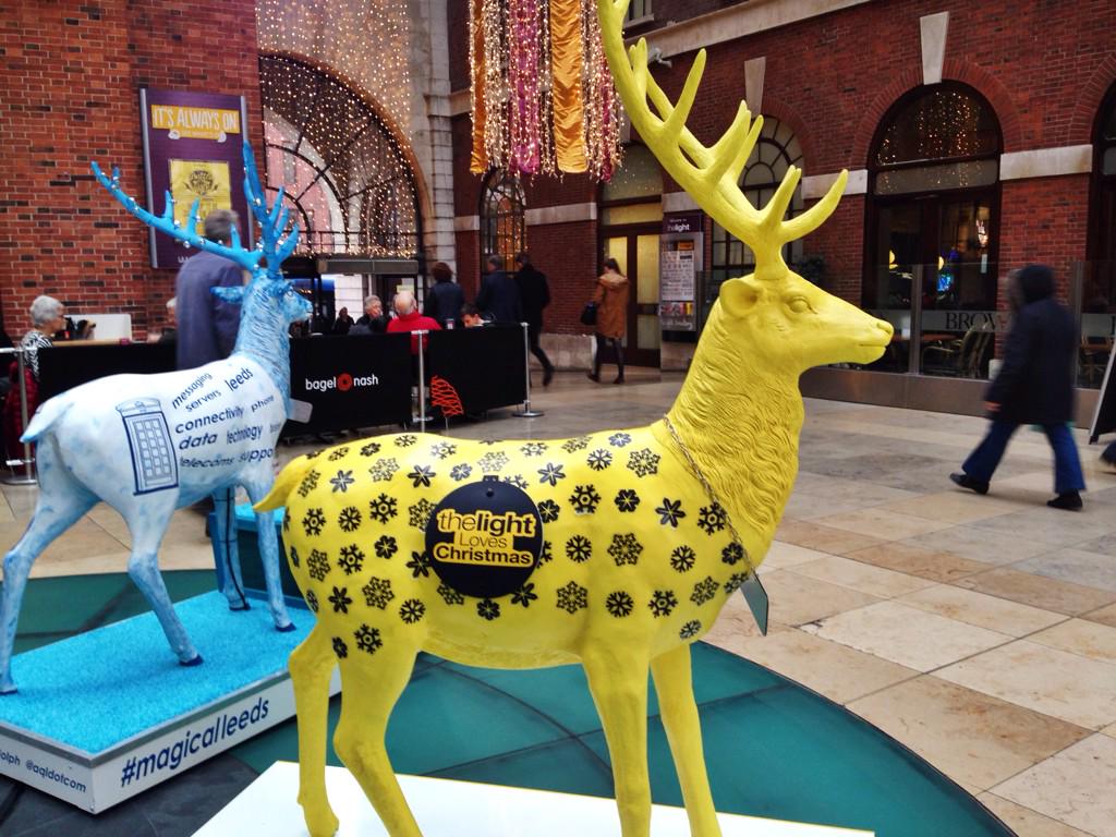 VisitLeeds's tweet photo. Just some of the radiant #Reindeer on the #MagicalLeeds reindeer trail! #ChristmasCountdown 31 days to go http://t.co/o2UIgS26DD
