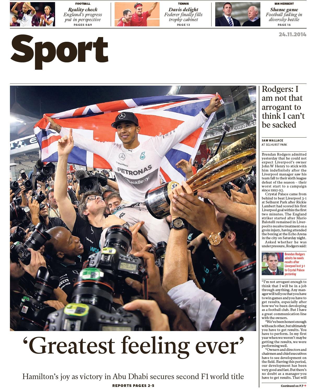 Portada del Independent Sport del 24 de Noviembre