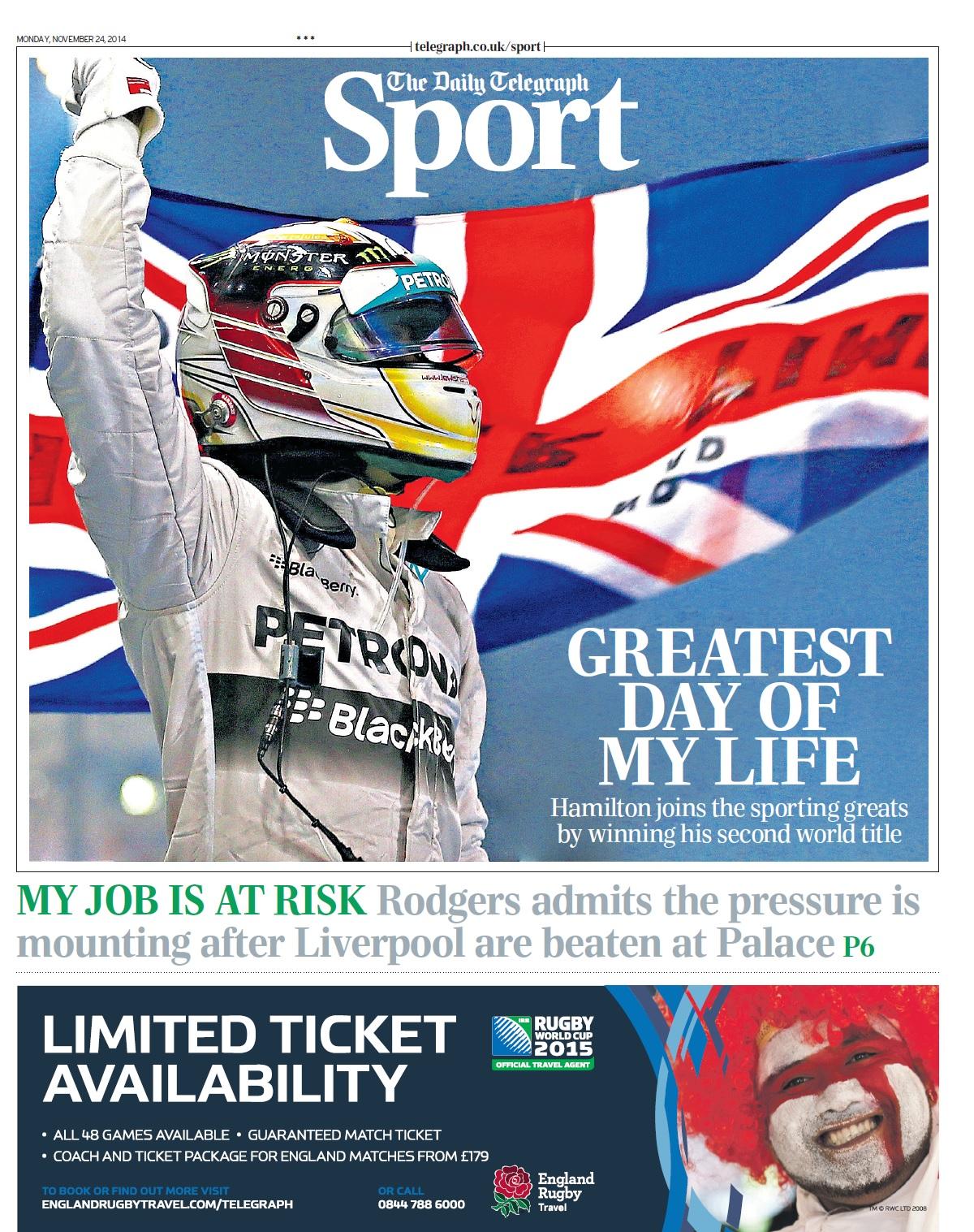 Portada del Telegraph del 24 de Noviembre de 2014