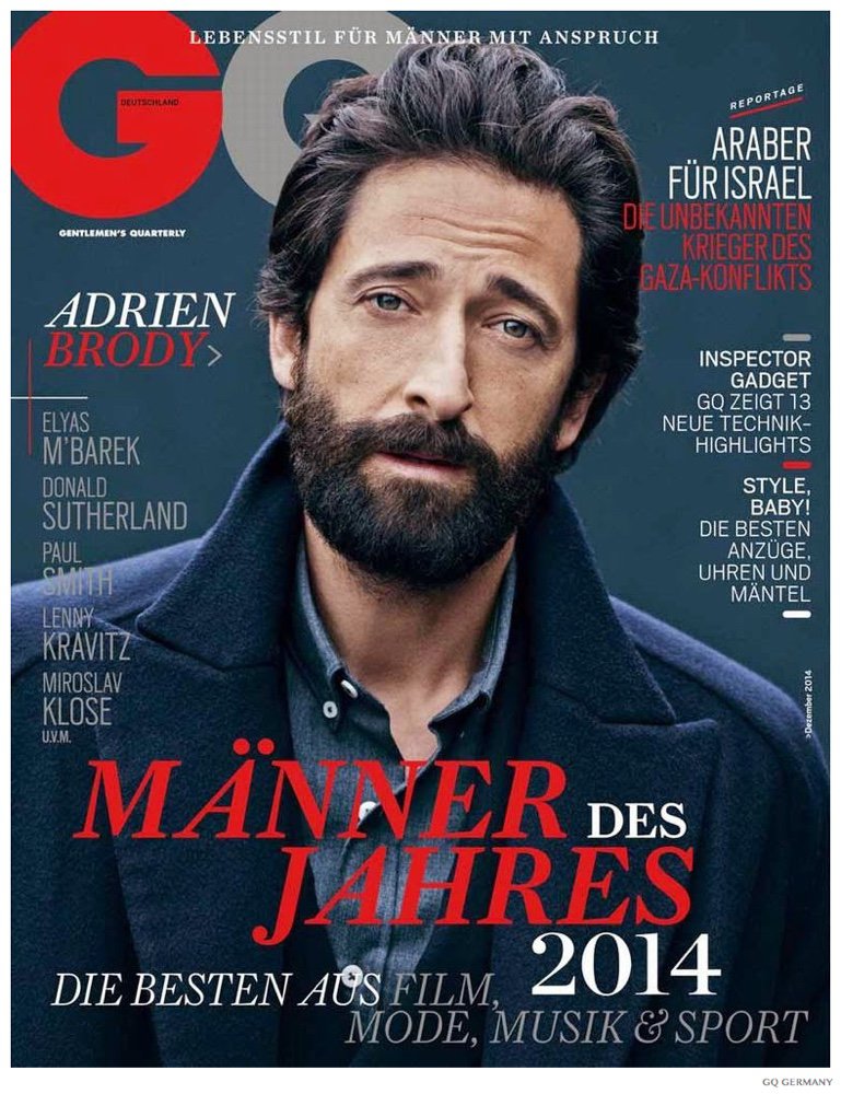 frontpageissue's tweet photo. Actor #AdrienBrody covers @GQ_Germany's November issue by photographer #MatthewBrookes w/ styling by #GrantWoolhead. http://t.co/WpvON941YW