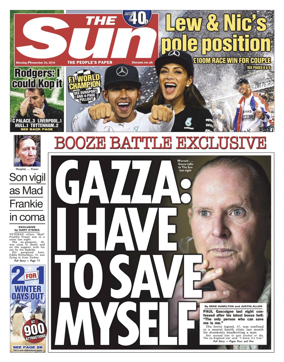 Portada de The Sun del 24 de Noviembre