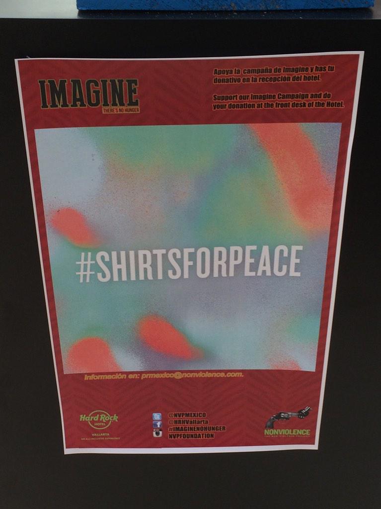 NVPMexico's tweet photo. #shirtsforpeace @Schnaydermans ad in The guns for peace exhibition @HRHVallarta http://t.co/WC9LRFtplN