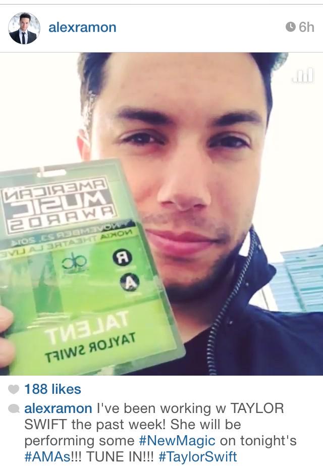 Alex Ramon taught <a href="/taylorswift13/">Taylor Swift</a> a lil' magic for tonight. Your magic family is very excited for you, Alex! #AMAs