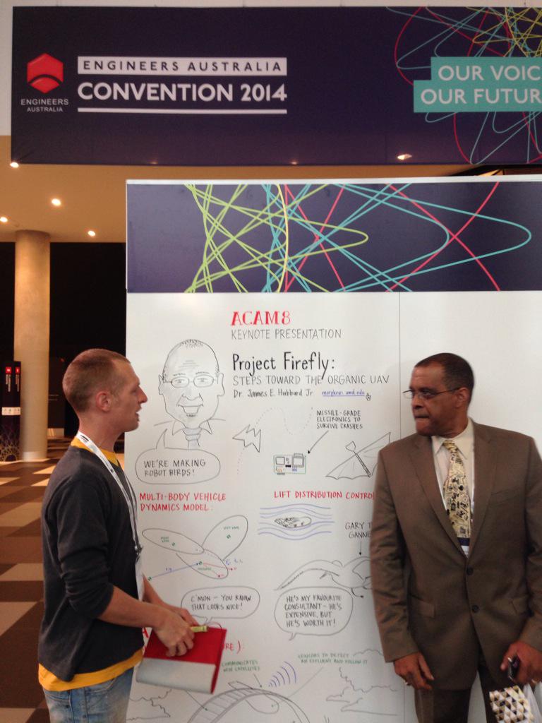 mattymcg's tweet photo. Whew, he liked it! With my sketch of Prof James E Hubbard's talk about robot birds #eac2014 http://t.co/rzowcAYwrf