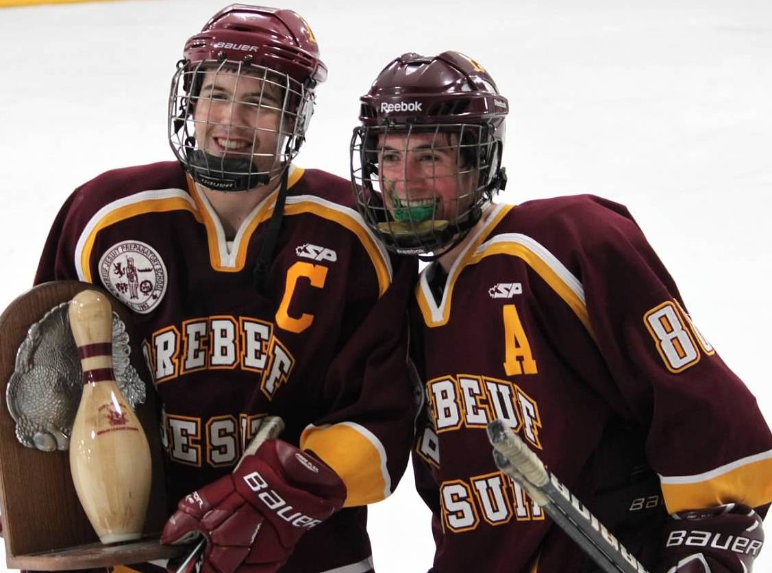 BrebeufJesuitHockey (@brebeufhockey) on Twitter photo Captain Harrison Kulak & Ass't Captain Ryan Vierhile proudly accept the 2014 Turkey Bowl trophy for <a href="/BrebeufJesuit/">Brebeuf Jesuit</a>. Captain Harrison Kulak & Ass't Captain Ryan Vierhile proudly accept the 2014 Turkey Bowl trophy for <a href="/BrebeufJesuit/">Brebeuf Jesuit</a>.