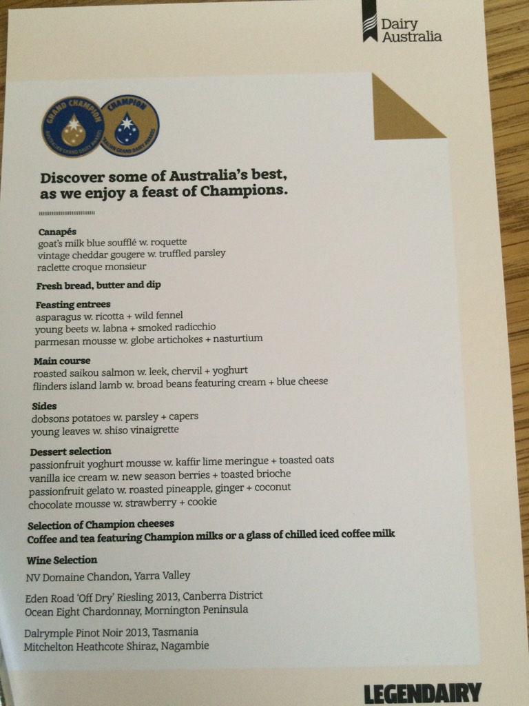 danivalent's tweet photo. Sterling job @AshlyHicks incorporating 20 award-winning cheeses for Aust Grand Dairy Awards lunch http://t.co/xC0zJ0nXQF