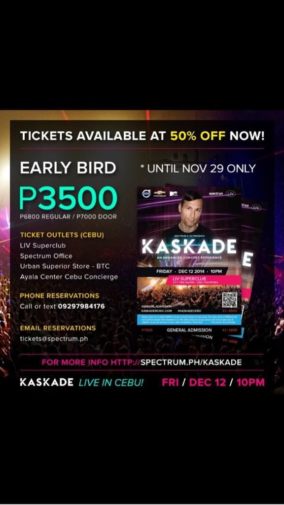 jarriettexx's tweet photo. โ@nixdamnp: Get your #kaskadecebu tickets now!! 50%off until nov 29 only ๐๐๐ @SpectrumPH http://t.co/eJLSHbmWiXโ