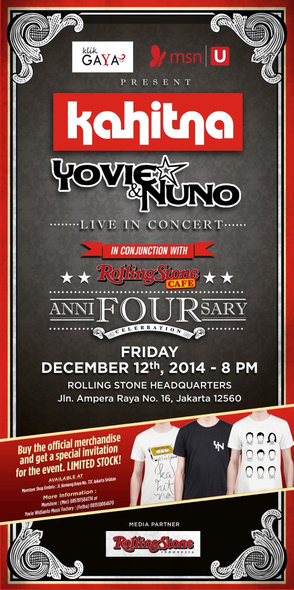 Pre-Sale hanya sampai 2 Des 2014! IDR300k (Merchandise + Invitation) | HTM Reguler IDR350k | Call Fetha 081510084670