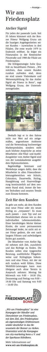Heute im <a href="/gabonn/">General-Anzeiger</a> - Neue Anzeige der Kampagne "Wir am Friedensplatz": Atelier Sigrid - Für jeden den passenden Look.