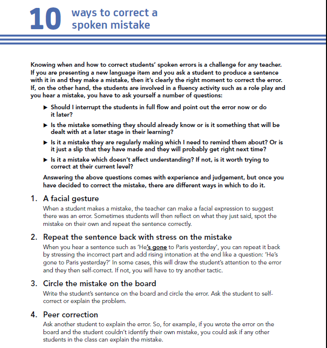 ETprofessional's tweet photo. Ways to correct a spoken mistake #EFL #ELT #tesol #tefl via @johnhugheselt ETpedia #ELTtips. http://t.co/vtDiOBN0yL http://t.co/jHV6gXF3Lj