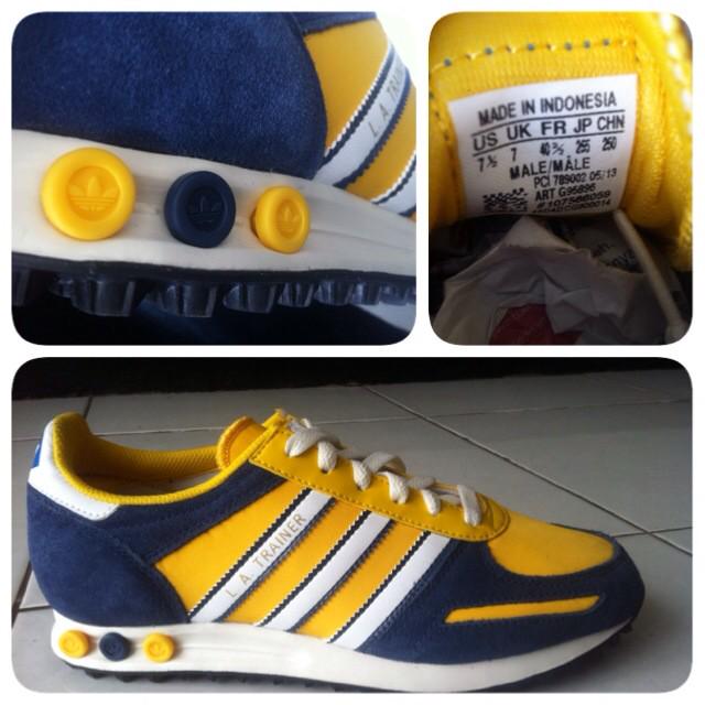 adidas blue and yellow la trainers