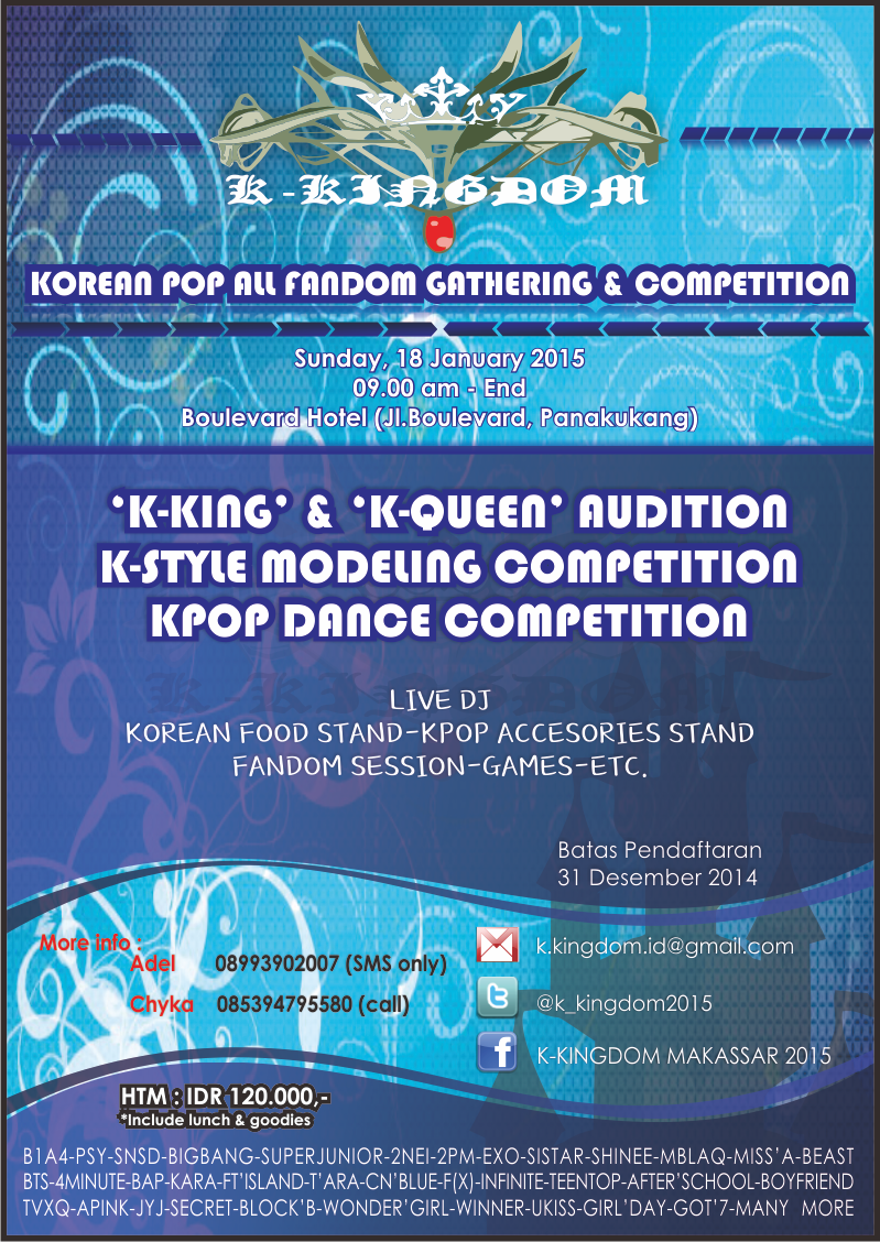 BTS_Makassar's tweet photo. [GATH] Korean Pop All Fandom Gathering &amp; Competition || Presented by @K_KINGDOM2015. Join us http://t.co/CNnnICx1We"